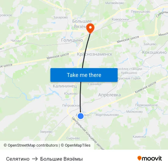 Селятино to Большие Вязёмы map