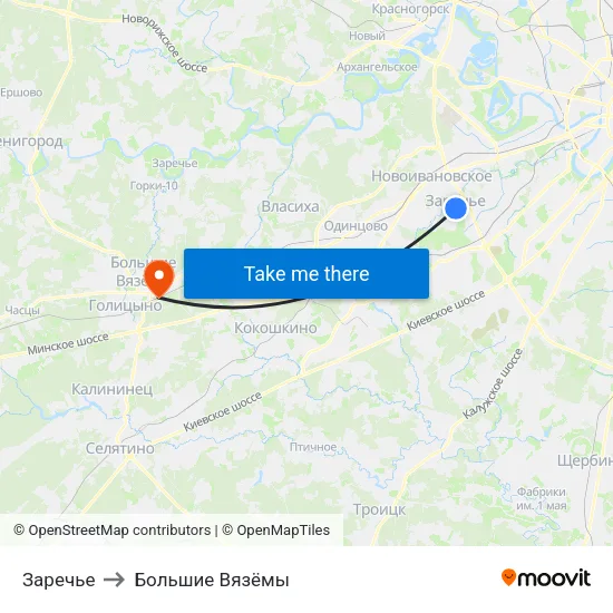 Заречье to Большие Вязёмы map