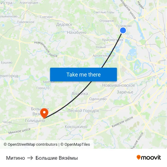 Митино to Большие Вязёмы map