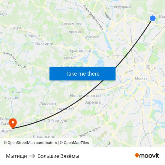 Мытищи to Большие Вязёмы map