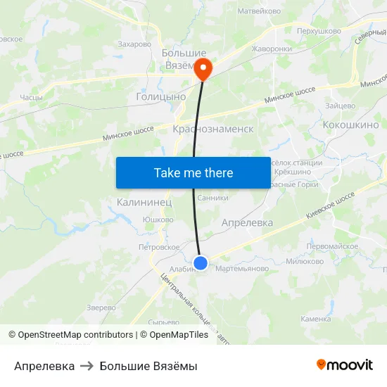 Апрелевка to Большие Вязёмы map