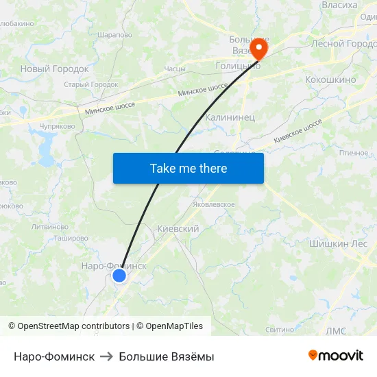 Наро-Фоминск to Большие Вязёмы map