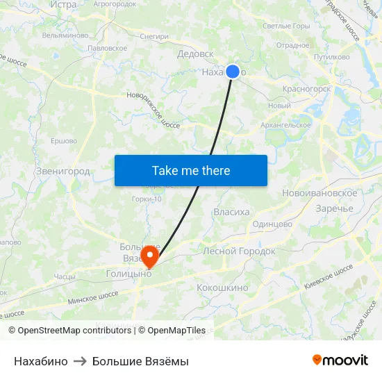 Нахабино to Большие Вязёмы map