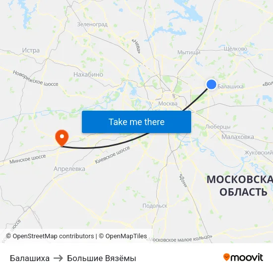 Балашиха to Большие Вязёмы map