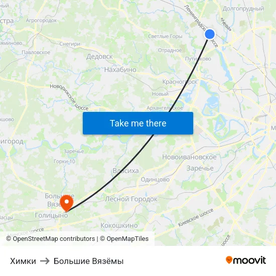 Химки to Большие Вязёмы map