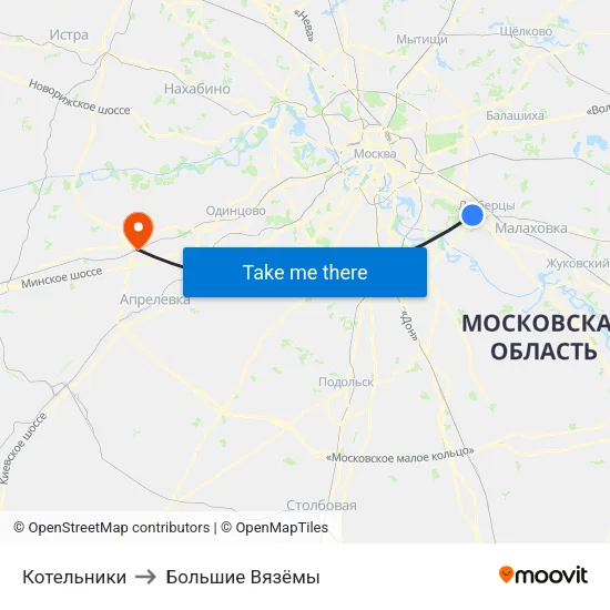 Котельники to Большие Вязёмы map