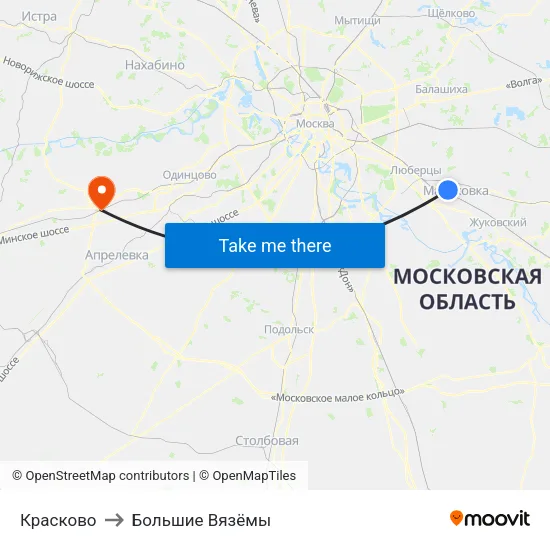 Красково to Большие Вязёмы map