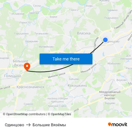 Одинцово to Большие Вязёмы map