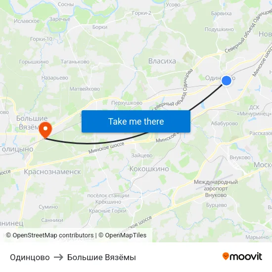 Одинцово to Большие Вязёмы map