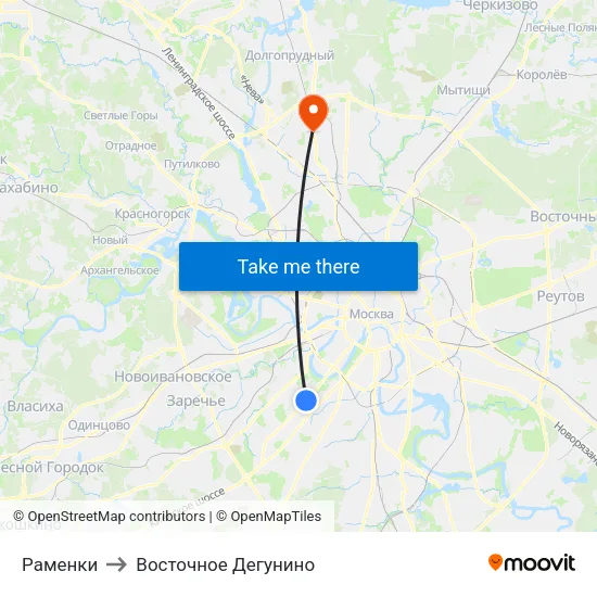 Раменки to Восточное Дегунино map