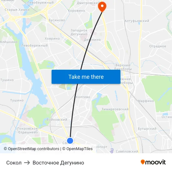 Сокол to Восточное Дегунино map