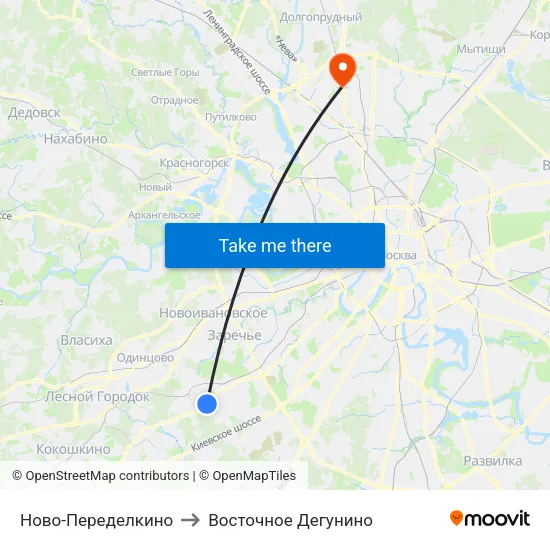 Ново-Переделкино to Восточное Дегунино map