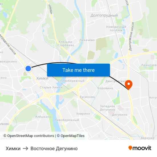 Химки to Восточное Дегунино map