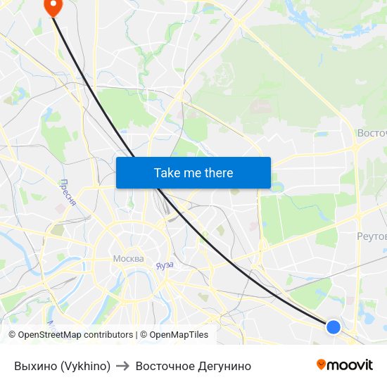 Выхино (Vykhino) to Восточное Дегунино map