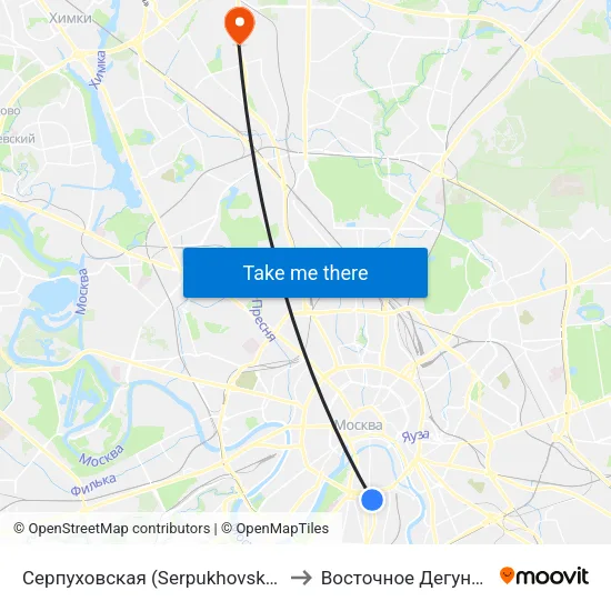 Серпуховская (Serpukhovskaya) to Восточное Дегунино map