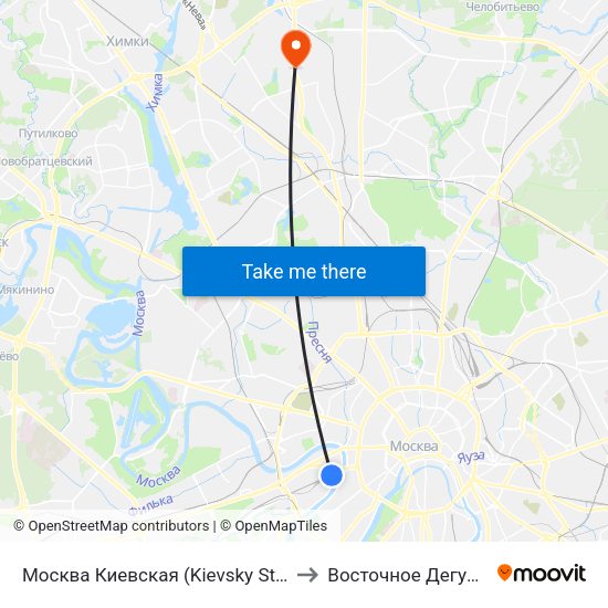 Москва Киевская (Kievsky Station) to Восточное Дегунино map