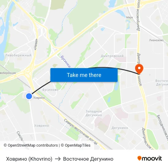 Ховрино (Khovrino) to Восточное Дегунино map