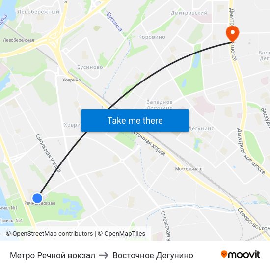Метро Речной вокзал to Восточное Дегунино map