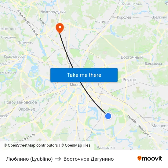 Люблино (Lyublino) to Восточное Дегунино map