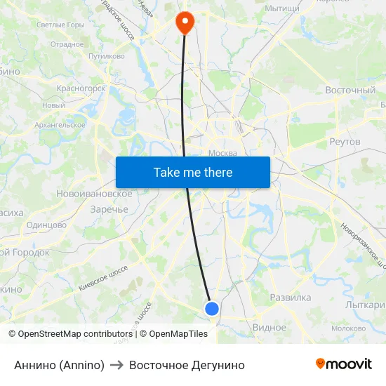 Аннино (Annino) to Восточное Дегунино map