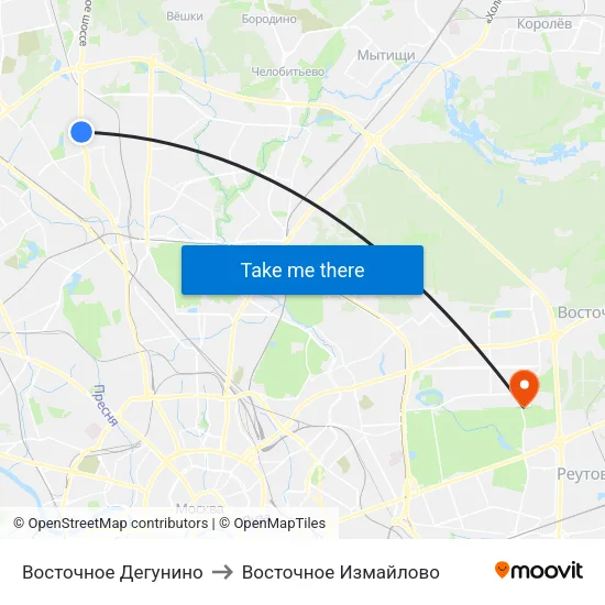 Восточное Дегунино to Восточное Измайлово map