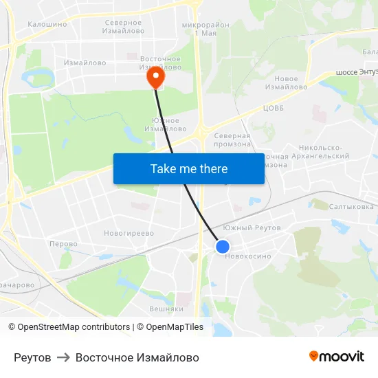 Реутов to Восточное Измайлово map