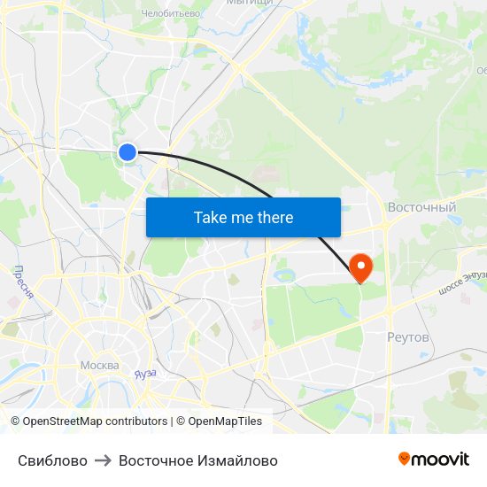 Свиблово to Восточное Измайлово map
