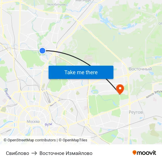 Свиблово to Восточное Измайлово map