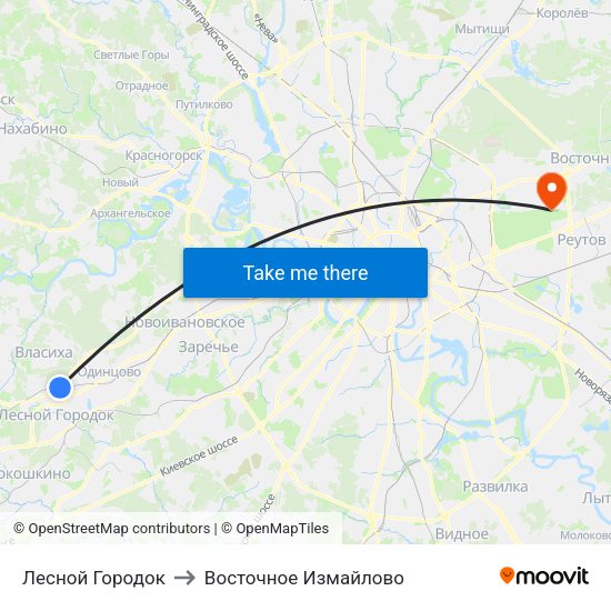 Лесной Городок to Восточное Измайлово map