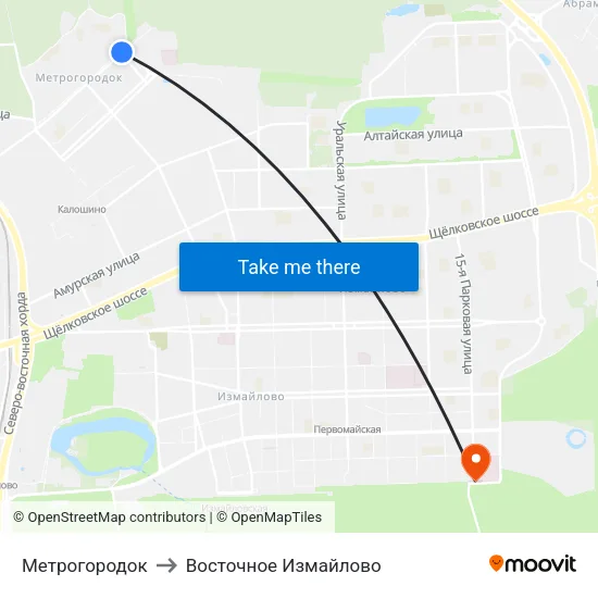 Метрогородок to Восточное Измайлово map