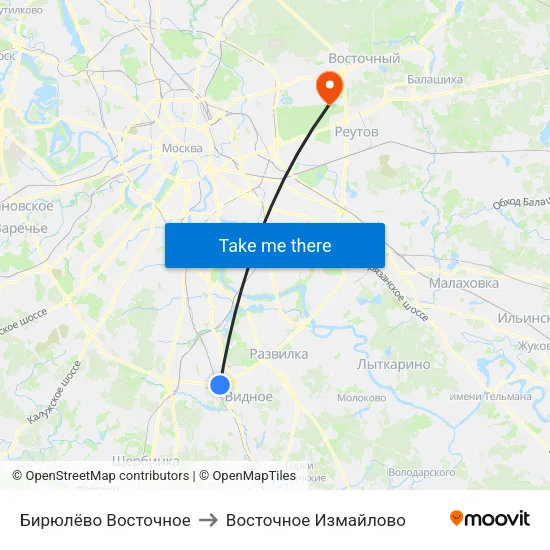 Бирюлёво Восточное to Восточное Измайлово map