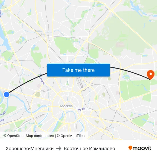 Хорошёво-Мнёвники to Восточное Измайлово map