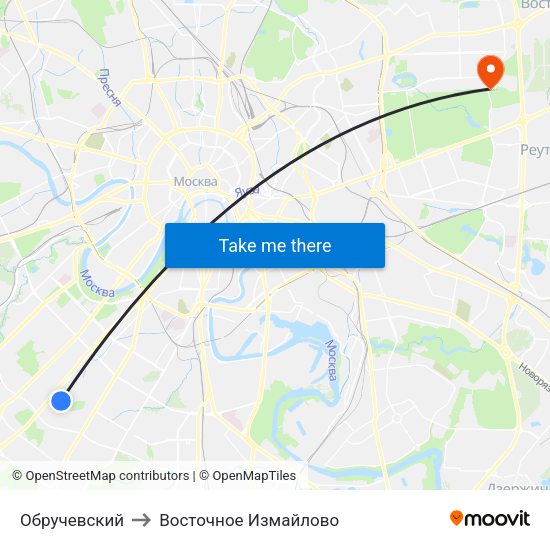 Обручевский to Восточное Измайлово map