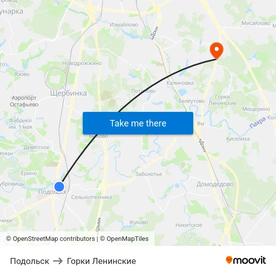 Подольск to Горки Ленинские map