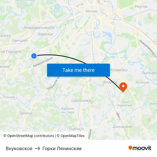 Внуковское to Горки Ленинские map