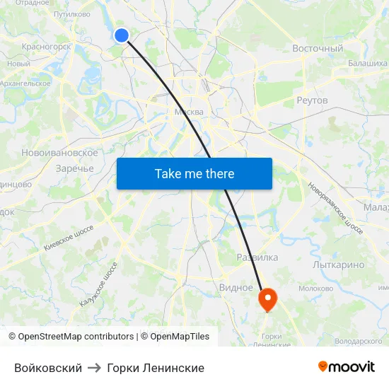Войковский to Горки Ленинские map