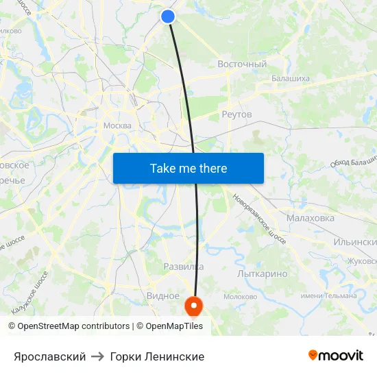 Ярославский to Горки Ленинские map