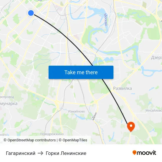 Гагаринский to Горки Ленинские map