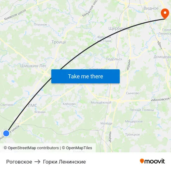 Роговское to Горки Ленинские map