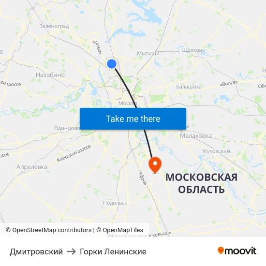Дмитровский to Горки Ленинские map