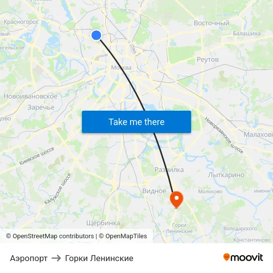Аэропорт to Горки Ленинские map