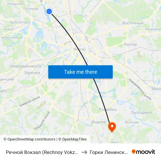 Речной Вокзал (Rechnoy Vokzal) to Горки Ленинские map