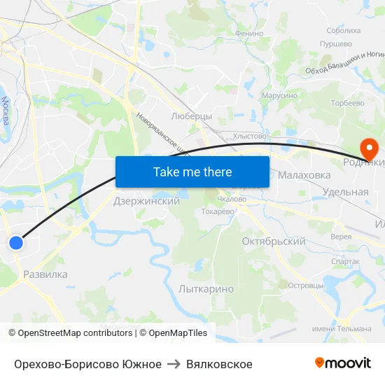 Орехово-Борисово Южное to Вялковское map