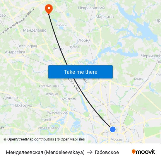 Менделеевская (Mendeleevskaya) to Габовское map