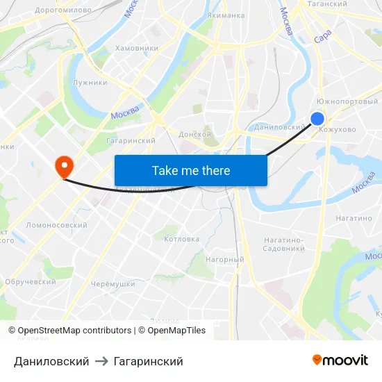 Даниловский to Гагаринский map