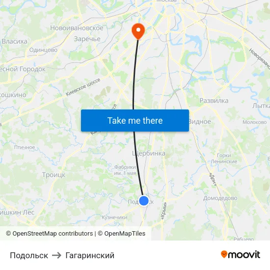 Подольск to Гагаринский map