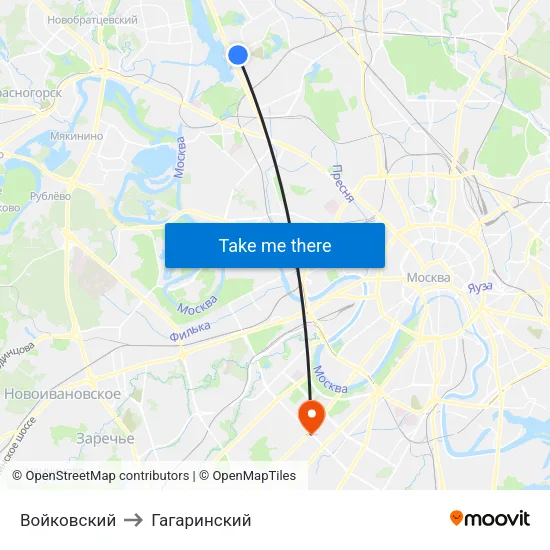 Войковский to Гагаринский map
