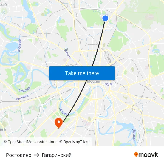 Ростокино to Гагаринский map