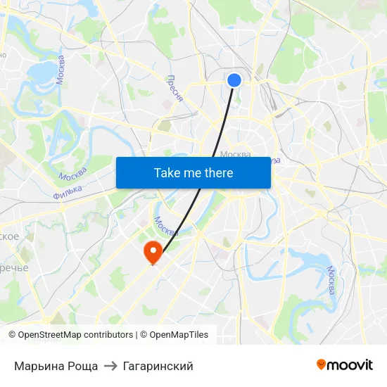 Марьина Роща to Гагаринский map
