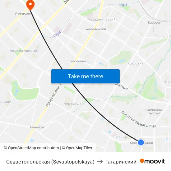 Севастопольская (Sevastopolskaya) to Гагаринский map
